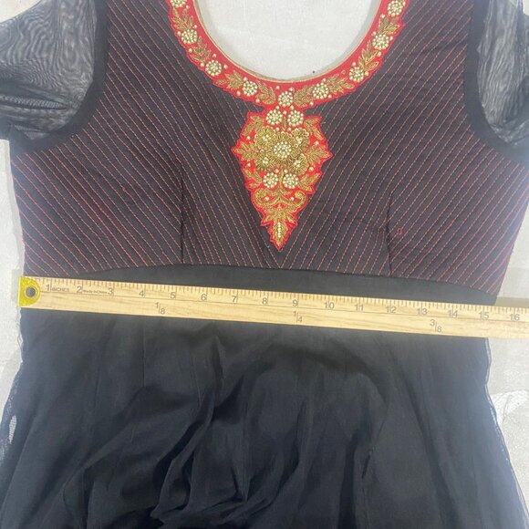 Anarkali Dress S/M Gold Embroidery Beaded‎ Party Gown Indian Cosplay Dance - Picture 14 of 16